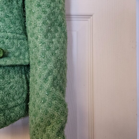 Marciano S/P Wool Blend Green Metallic Tweed Blazer Jacket - Picture 6 of 15